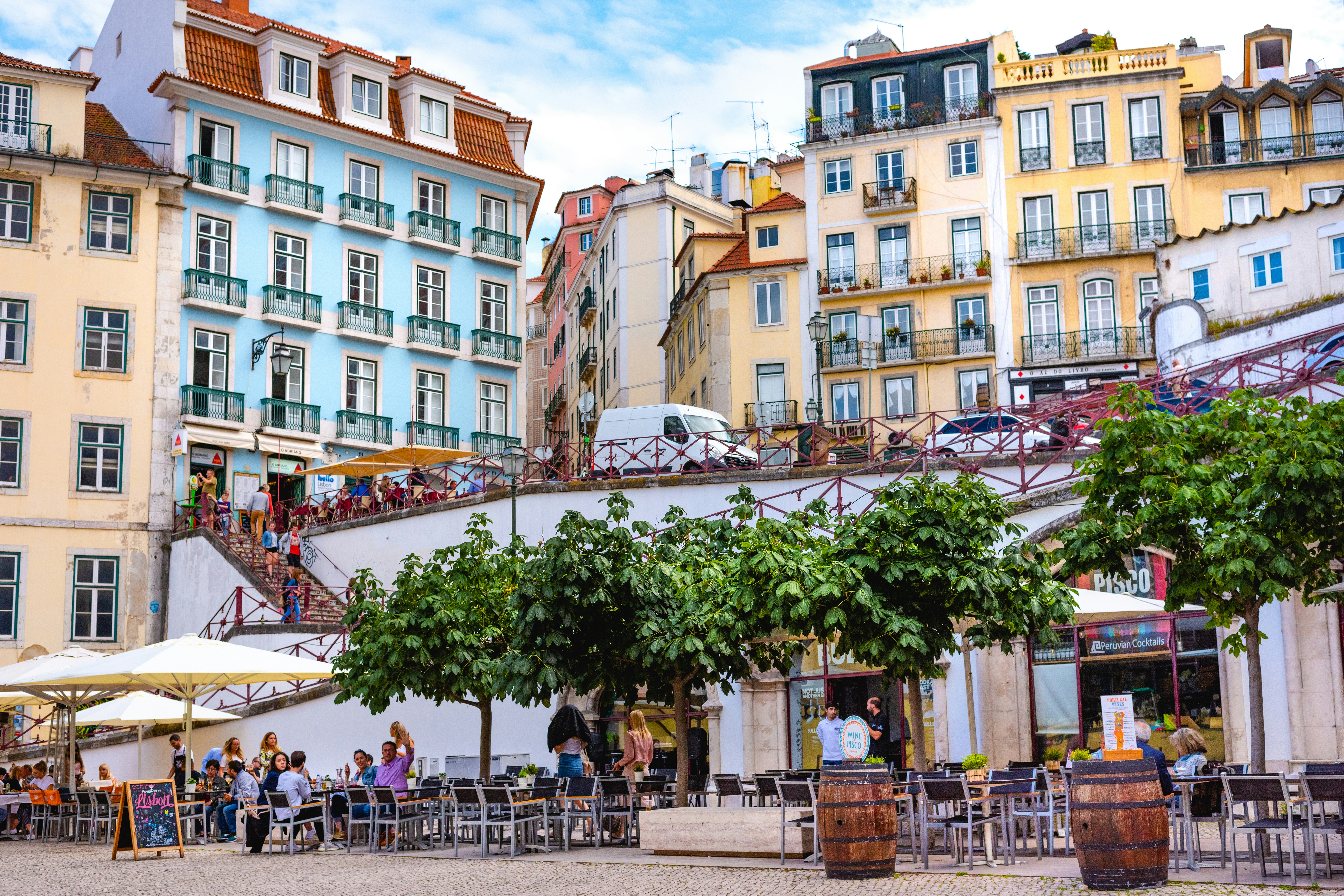 A very typical neighbourhood in Lisbon, Portugal.